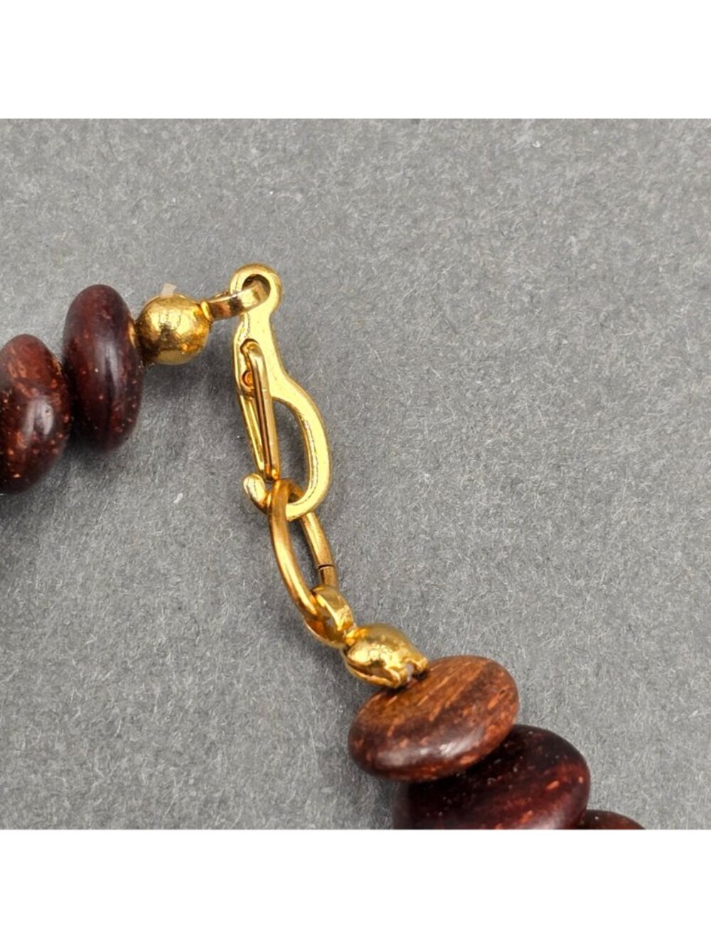 Vintage Rosewood Bead Disc Necklace Graduated Wood Statement 18" - Picture 11 of 12